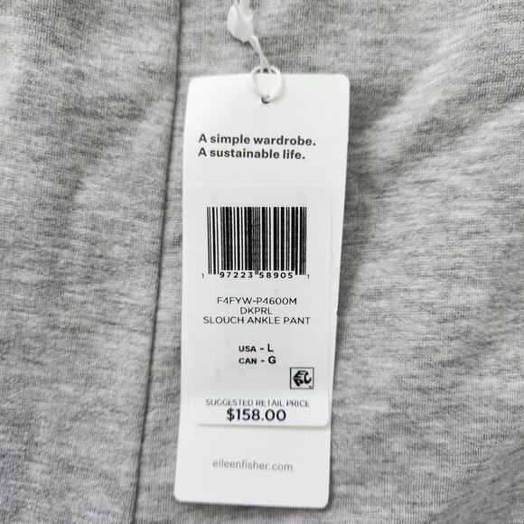 Eileen Fisher Slouch Ankle Supersoft Pants‎ L Grey Minimalist Loungewear Casual - Picture 4 of 8